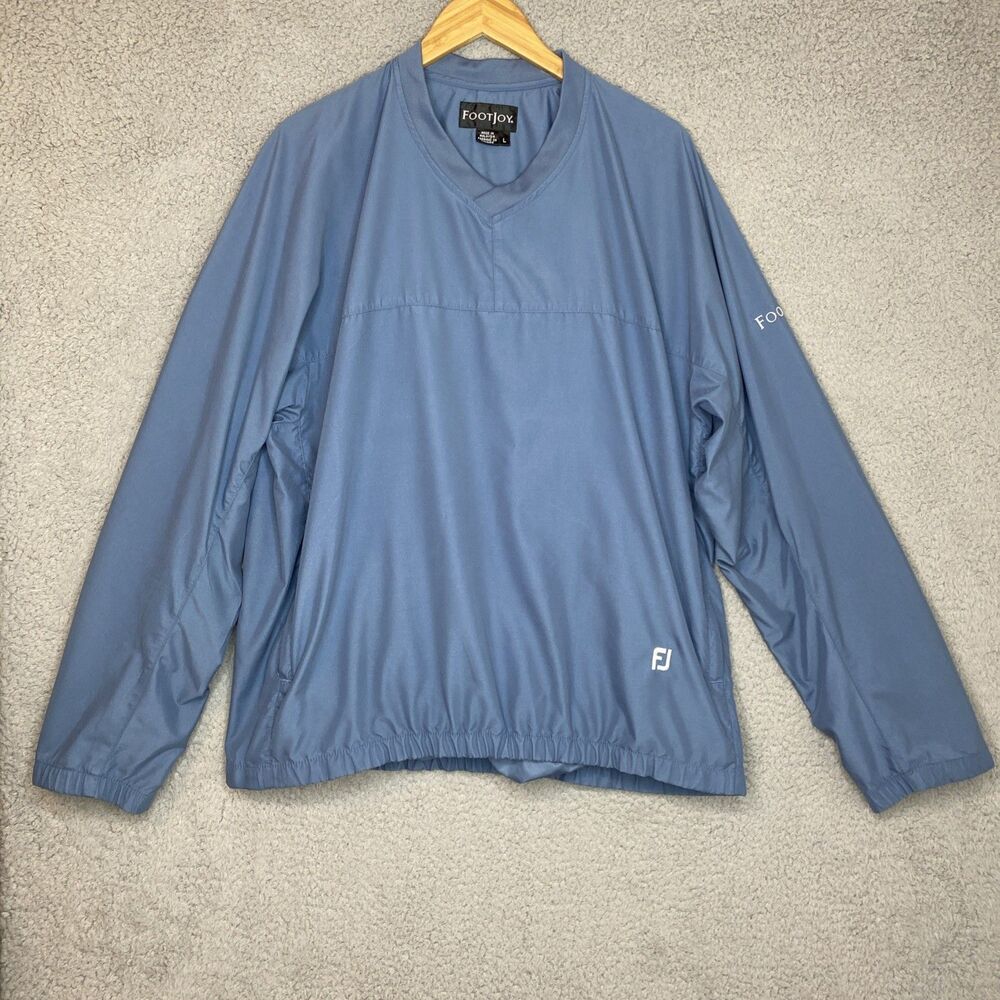 FootJoy Mens Long Sleeve Pullover Golf Polyester V Neck Shirt Size Large